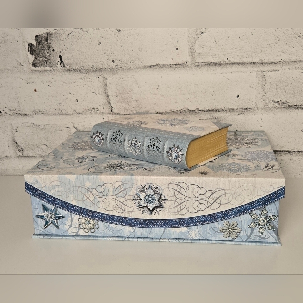 Punch Studio Snowflake Storage Box Set Decorative Book Box Winter Holiday Decor